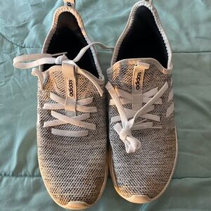 Adidas Light Gray Knit Lace-Up Sneakers